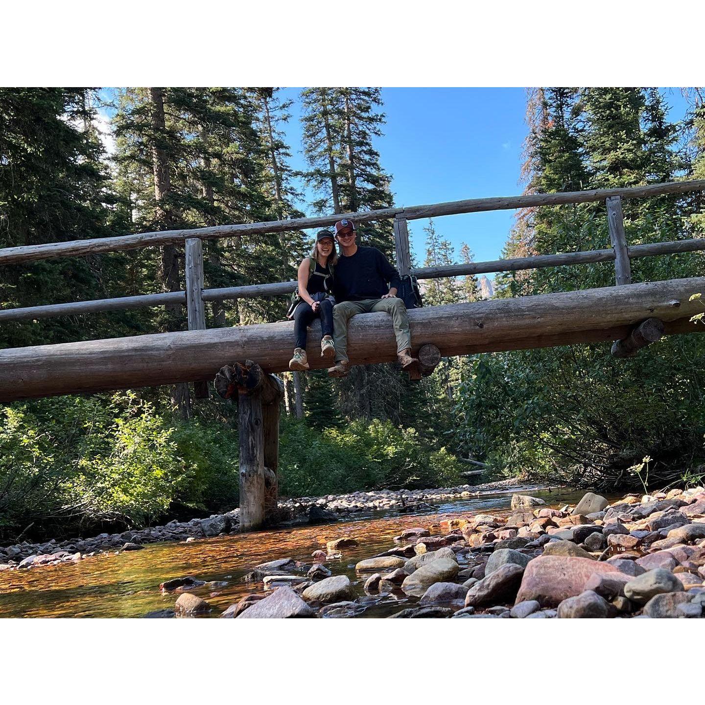 Our hike in Glacier National Park, during the hike where we shared our first kiss!