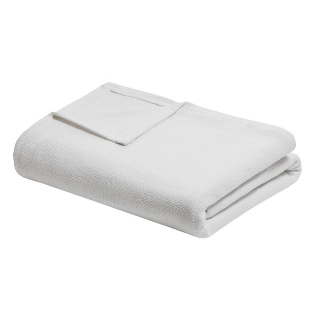 King Freshspun Basketweave Cotton Bed Blanket Cream