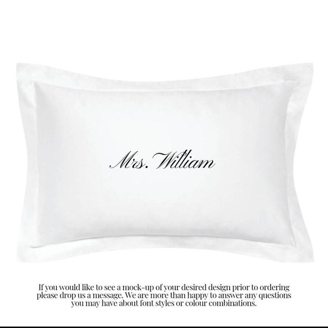 Personalised oxford pillowcase | Embroidered pillowcase | Custom pillowcase with surname (Script font)