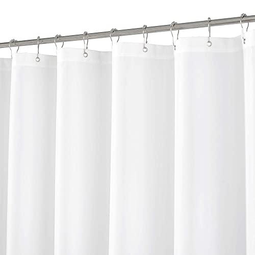 N&Y HOME Fabric Shower Curtain or Liner with Magnets - Hotel Quality, Machine Washable, Water Repellent - White, 72x72