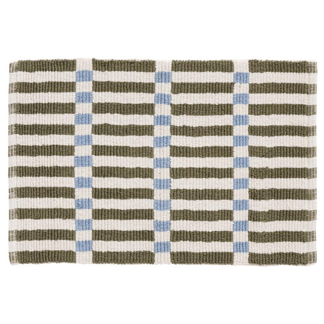 Green Cadence Offset Stripe Flatwoven Bath Mat