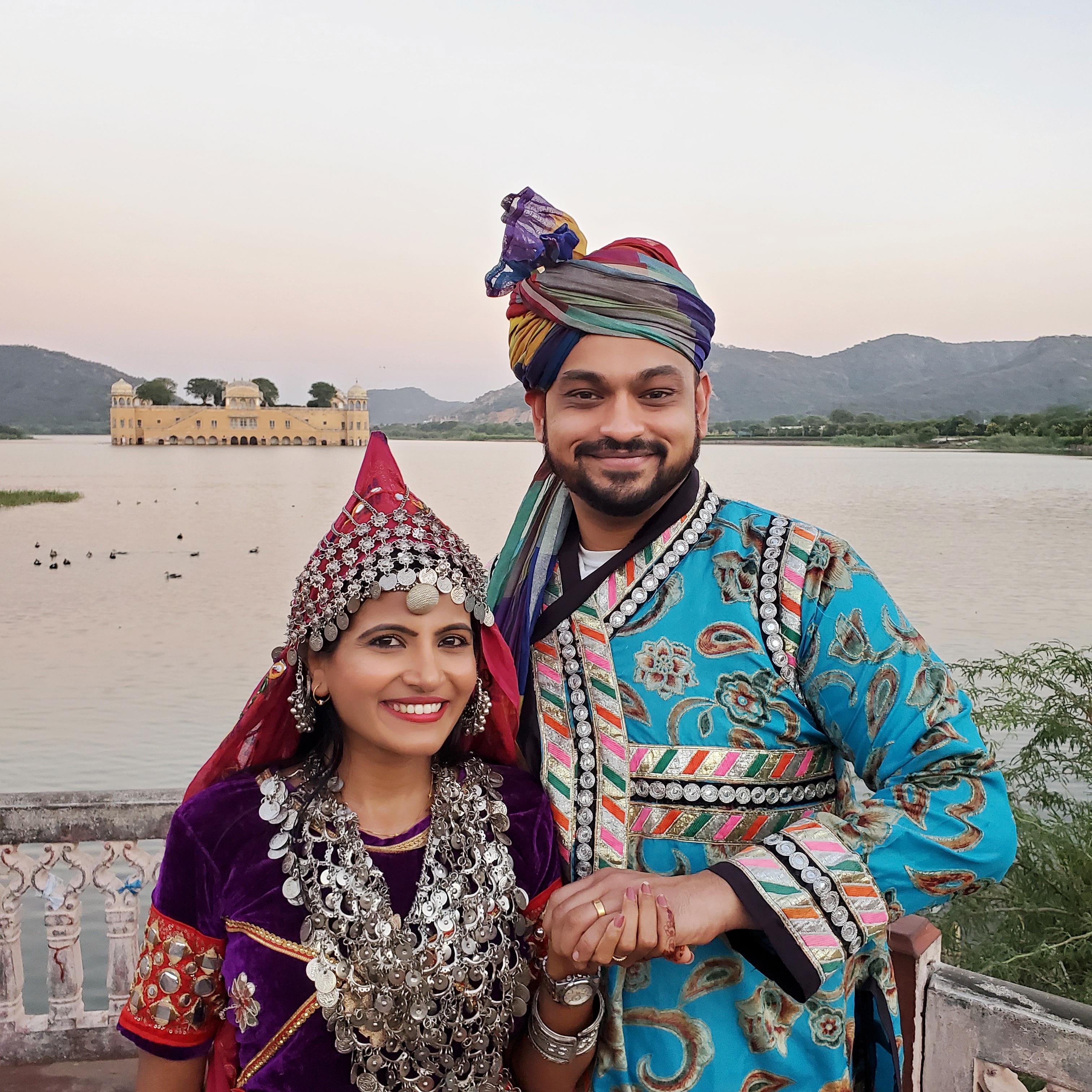 Traditional Rajasthani Outfits at the Jal Mahal