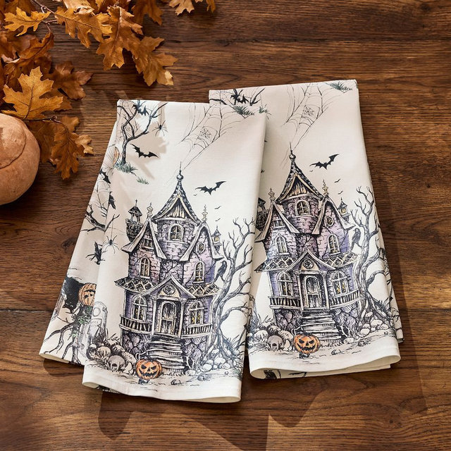 Midnight Manor Cotton Tea Towels, Set of 2 - Multi