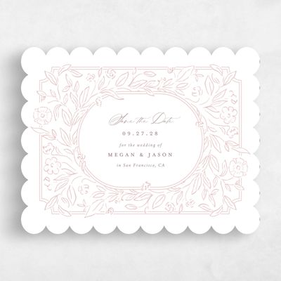 Pink Scalloped Wedding Save the Date - Eze Landscape
