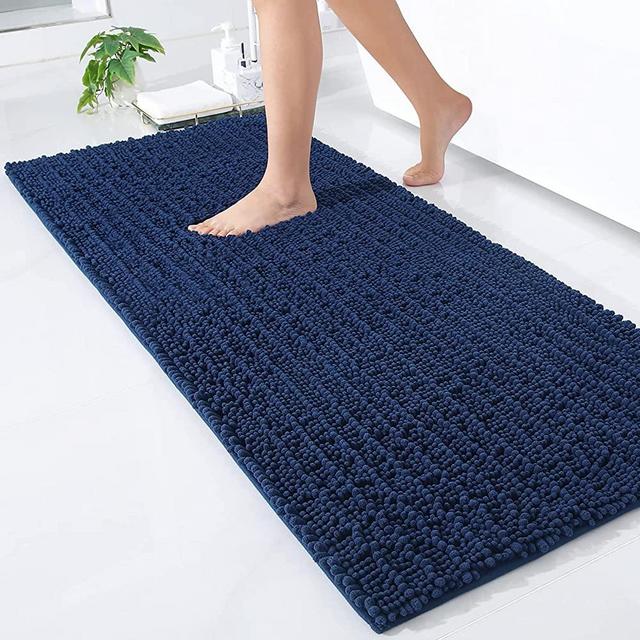 Arotive Luxury Chenille Bathroom Rug Mat, Extra Soft Thick Absorbent Shaggy Bath Rugs, Non-Slip Machine Wash Dry Plush Bath Runner Mats for Bathroom, Living Room, and Laundry Room (24''x60'', Navy)