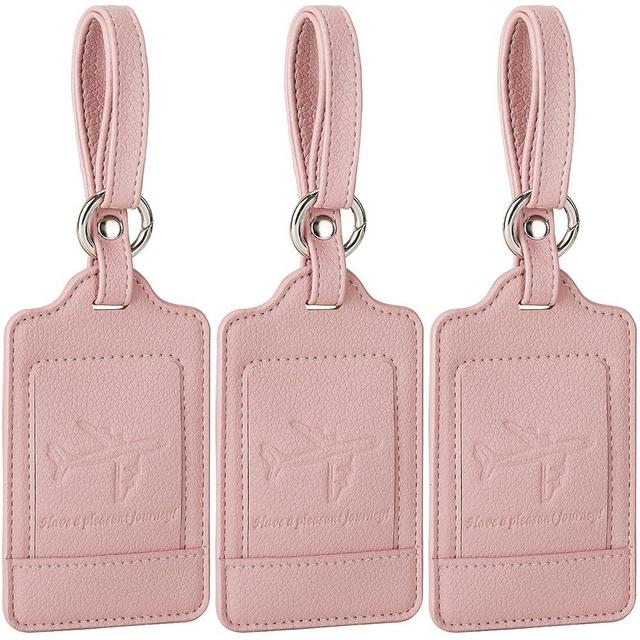 Teskyer Luggage Tags, 3 Pack Premium PU Leather Luggage Tags Privacy Protection Travel Bag Labels Suitcase Tags