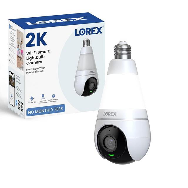 Lorex 2K Wi-Fi Smart Lightbulb Camera | E26/E27 Socket | Pan-Tilt View, Color Night Vision, Person & Vehicle Detection | 2-Way Talk | Alexa/Google | Cloud & Local Storage Option