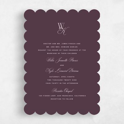 Dark Plum, Purple Wedding Invitation - Lux Portrait