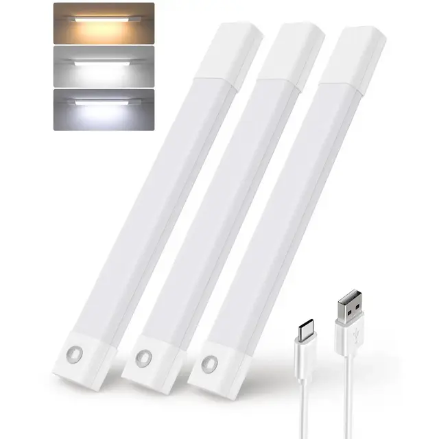 EZVALO 11" 3pk Dimmable LED Under Cabinet Light Wireless: Motion Sensor,80 Lumens,Rechargeable