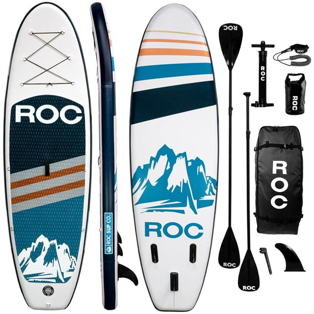 Roc Inflatable Stand Up Paddle Board with Premium SUP Paddle Board Accessories, Wide Stable Design, Non-Slip Comfort Deck for Youth & Adults