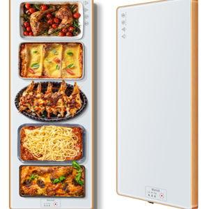 Electric Warming Tray (Extra Long 40"x12")，Food Warmers for Parties Buffet with Thermostat & Full Surface Heating, Tempered Glass Warming Mat for Food, Temperature Adjustable Food Warming Mat, White