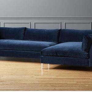 Decker 2-Piece Blue Velvet Sectional Sofa