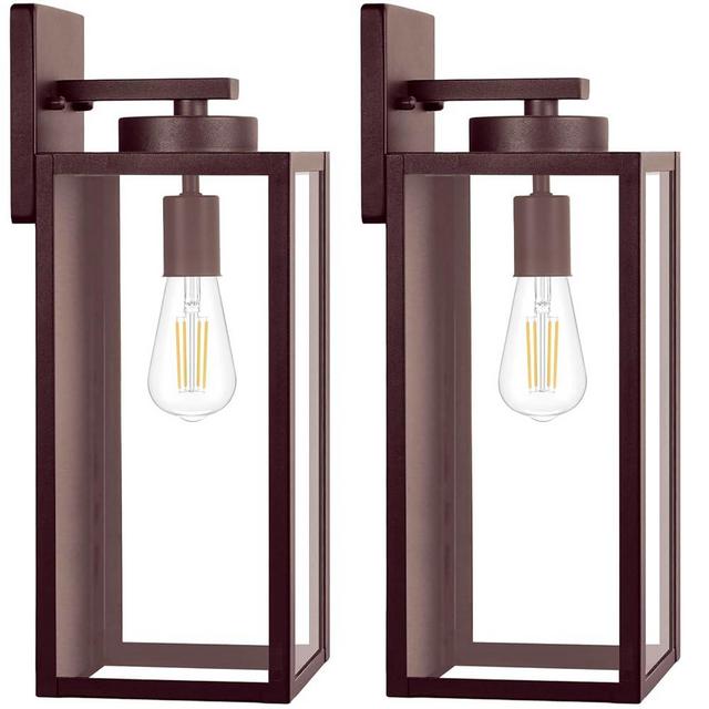 Large Size Outdoor Wall Light Fixtures, Exterior Lighting Fixtures Porch Sconces Wall Mounted, Waterproof Brown Outdoor Wall Lanterns Lamps, Outside Lights for House Patio Front Door Entryway, 2-Pack