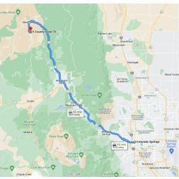 From Colorado Springs we are an easy drive up US-24 W until you reach Woodland Park. Then you take a right and head North on CO-67 until you take a left on Abbey Ave. The last two miles from CO-67 to the Ranch is dirt. This route is mostly paved and consistently plowed with easy year round access. Drive Time: Approx. 53 Minutes