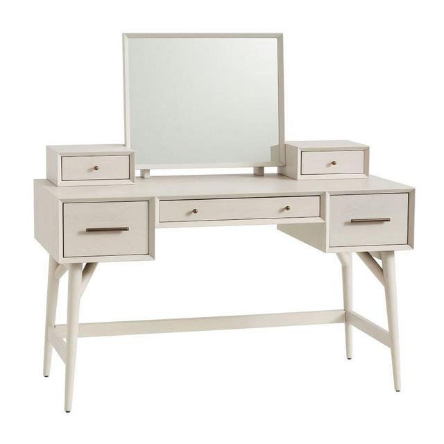 Mid-Century Standard Desk Vanity, Pebble