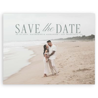 Deep Sage, Green Wedding Digital Save the Date - Dove Landscape