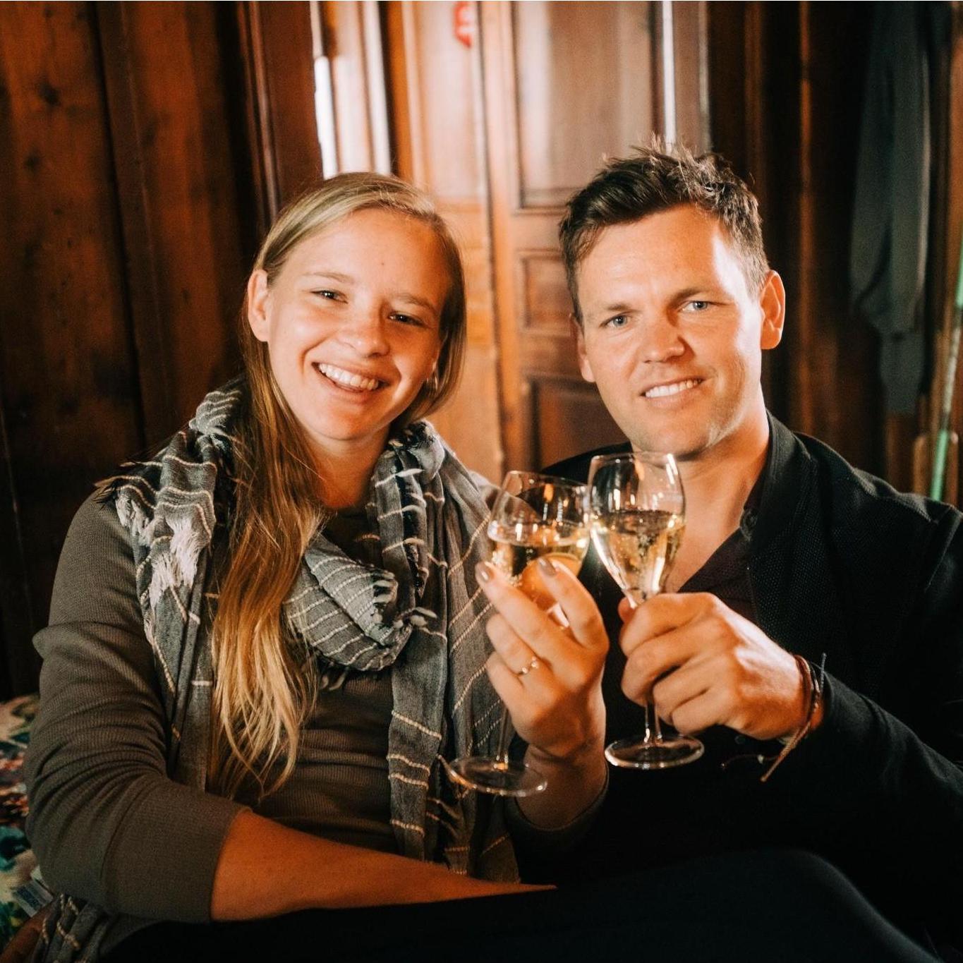 Our first drink as an engaged couple. Montenvers, Chamonix, France. May 19, 2019