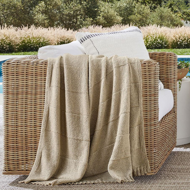 Arlington Knit Outdoor Throw, Flax, 50" x 60"