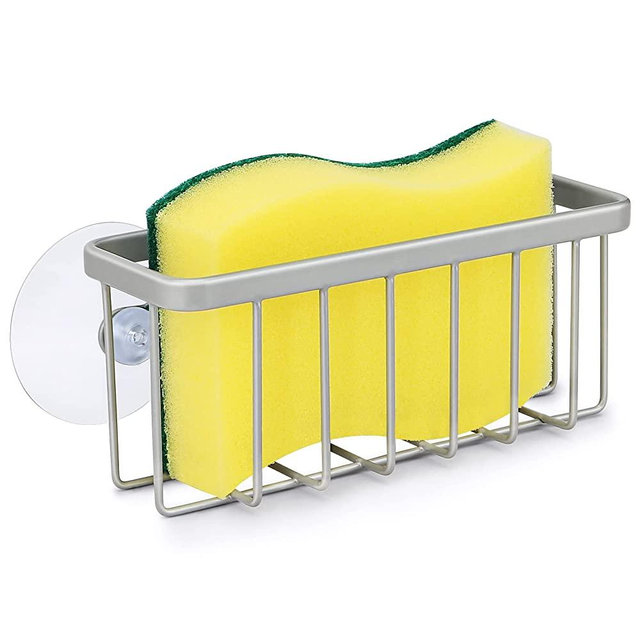 Sponge Holder for Kitchen Sink, Kitchen Sink Sponge Holder, Kitchen Sink Caddy,Dish Sponge Holder by HLOOL (Silver）
