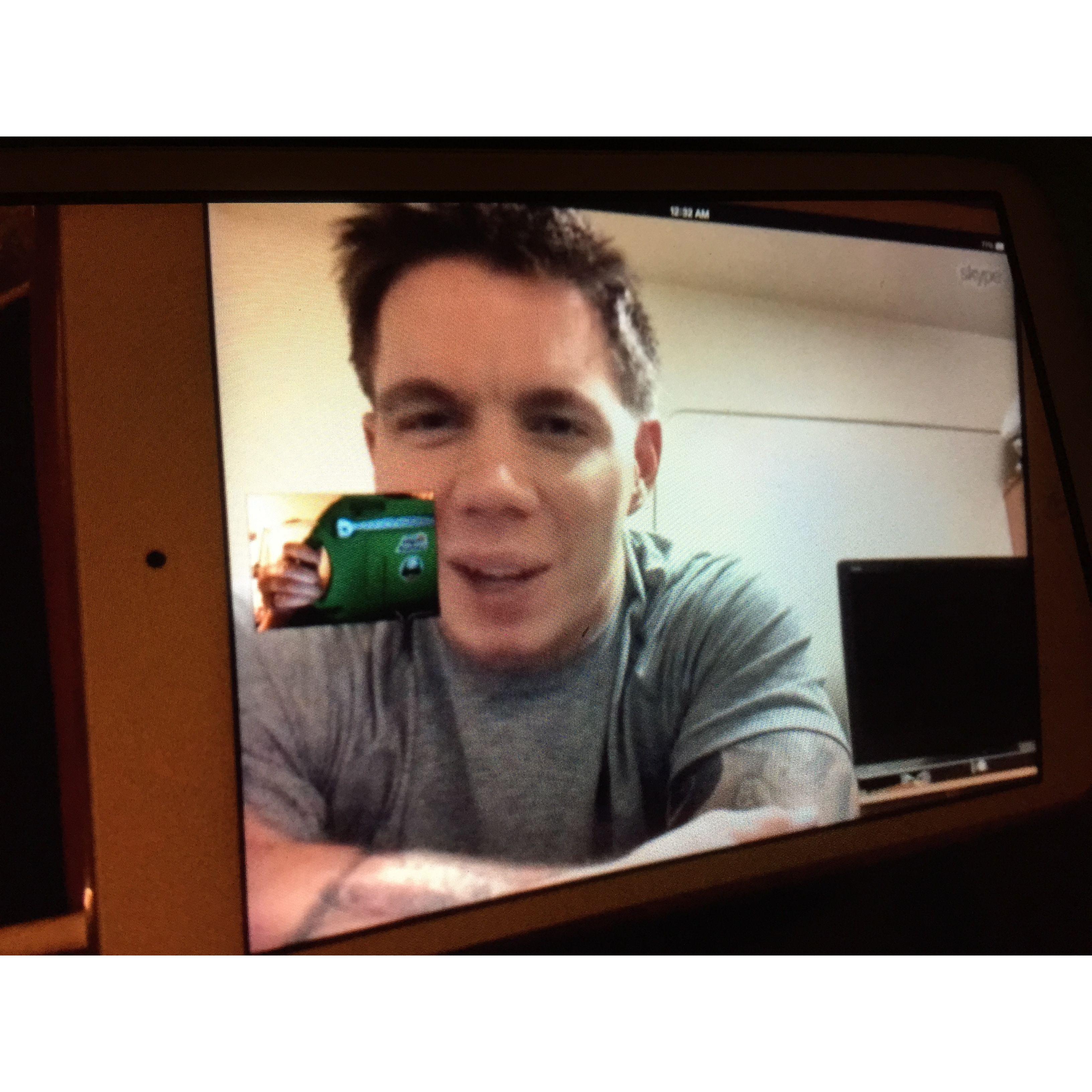 Skyping while Tim was still stationed in 29 Palms, CA