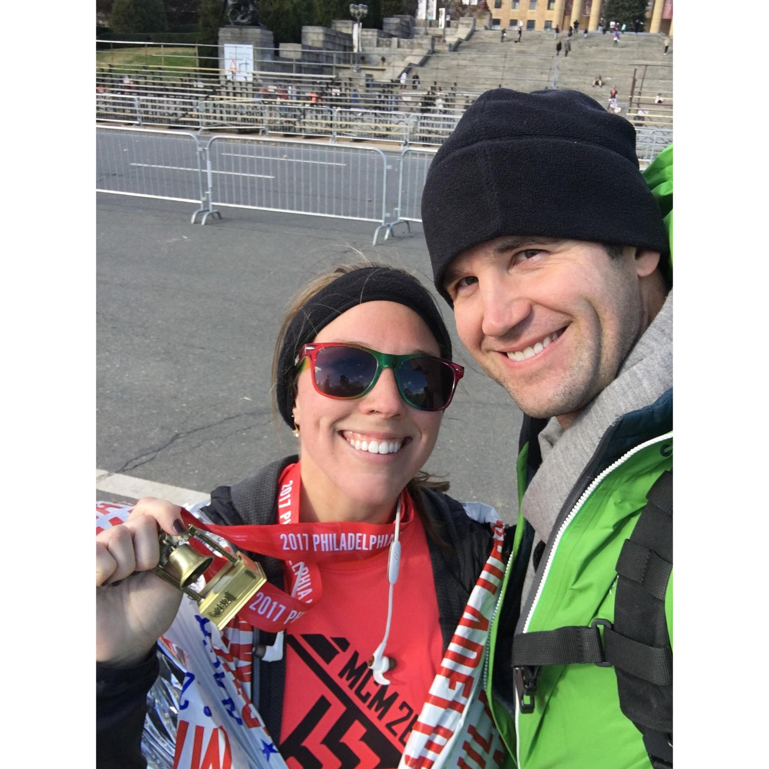 Across the finish line of the 2017 Philadelphia Marathon