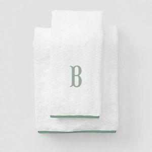 Bath Sheet Starter Pack (6 pieces) DETAILS: Perry Embroidery (B), Embroidery Color: Green, Color: Green on White