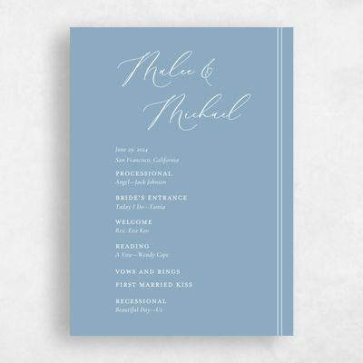 Dusty Blue Wedding Program - Evora