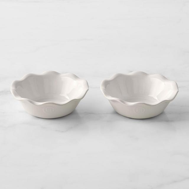 Emile Henry Mini Ruffled Pie Dishes, Set of 2, White