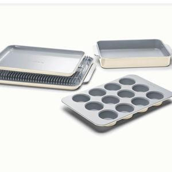 6 Piece Cream Bakeware Set | Organizers Included | Non-Toxic Ceramic Coating | Caraway