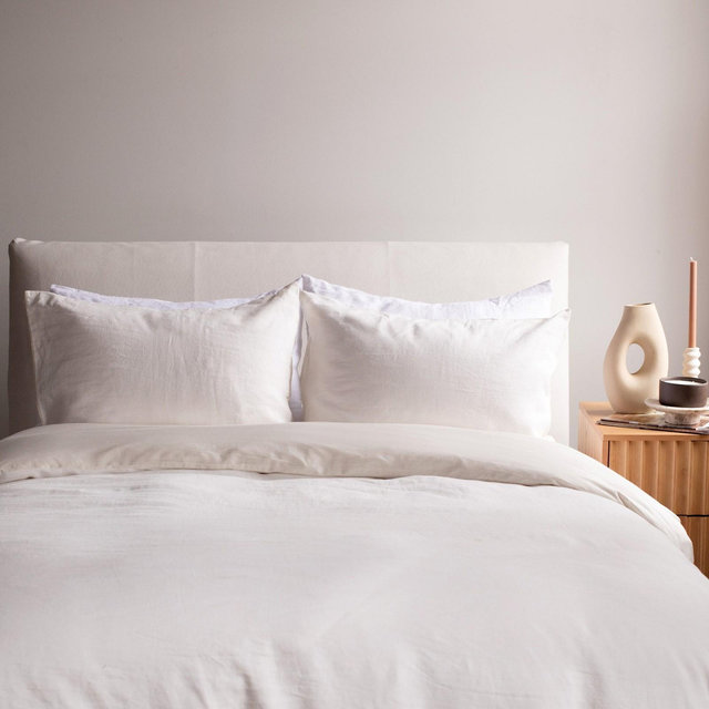 French Linen and Cotton Duvet Cover & Sham Set - Full/Queen - Cream | BOKSER HOME