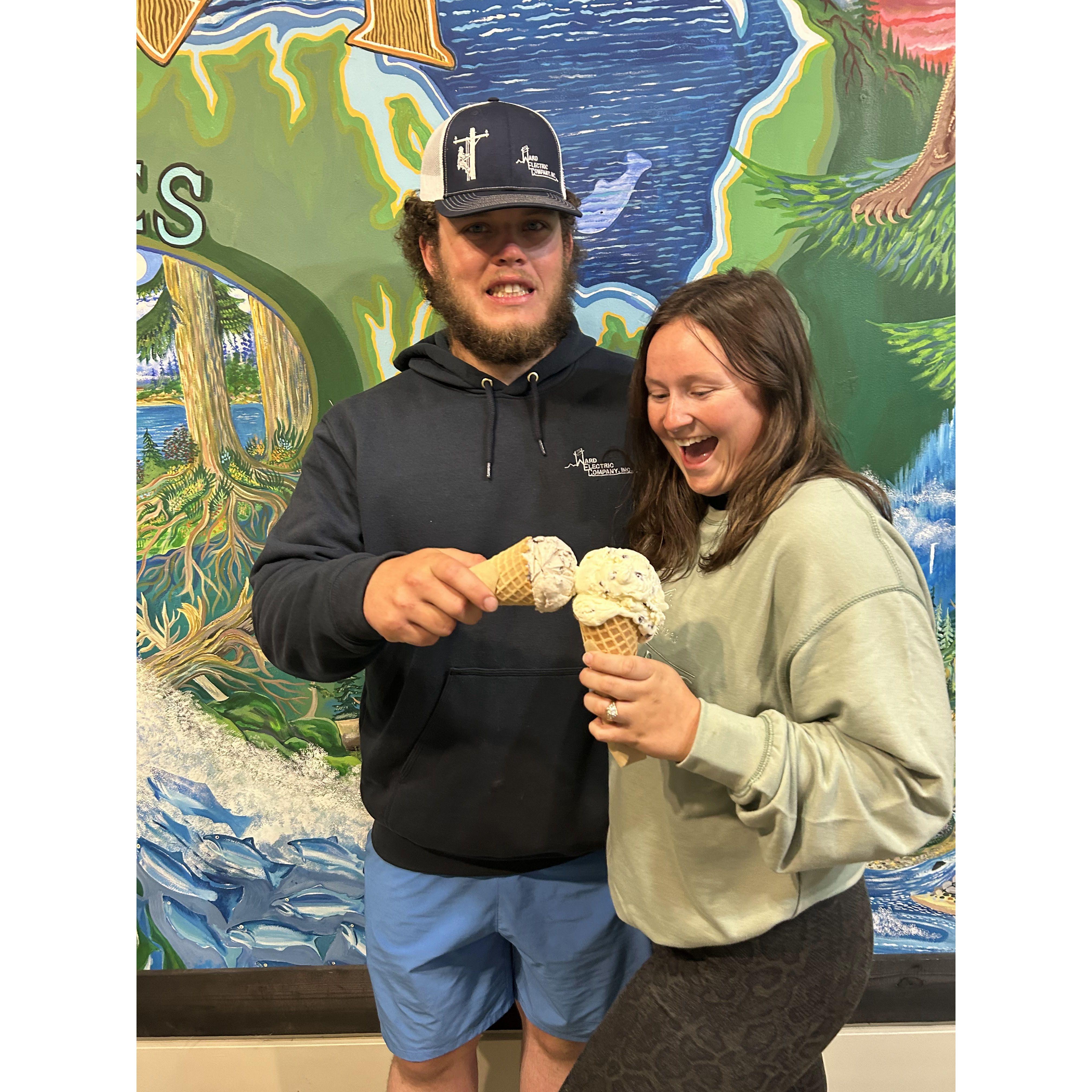 Celebratory ice cream was a must after we got engaged!