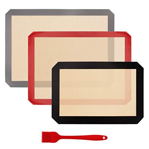 Silicone Baking Mat Set, Half Sheets Cooking Macaron Pastry Mats, Non-Stick Large Liner 11 5/8 ×16 1/2