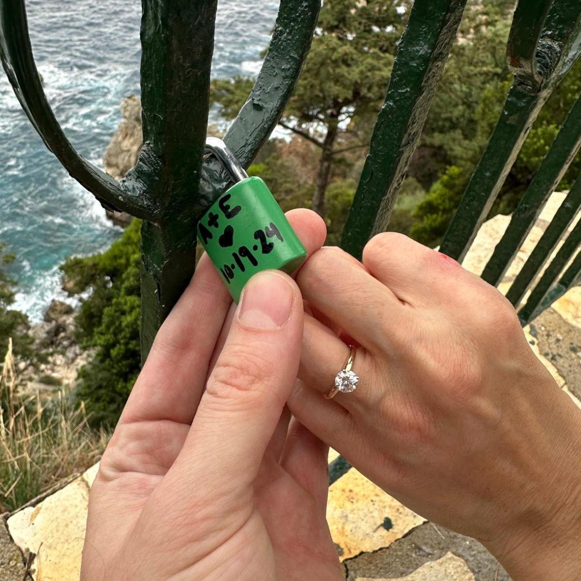 Lock with our engagement date attach to where he ask me