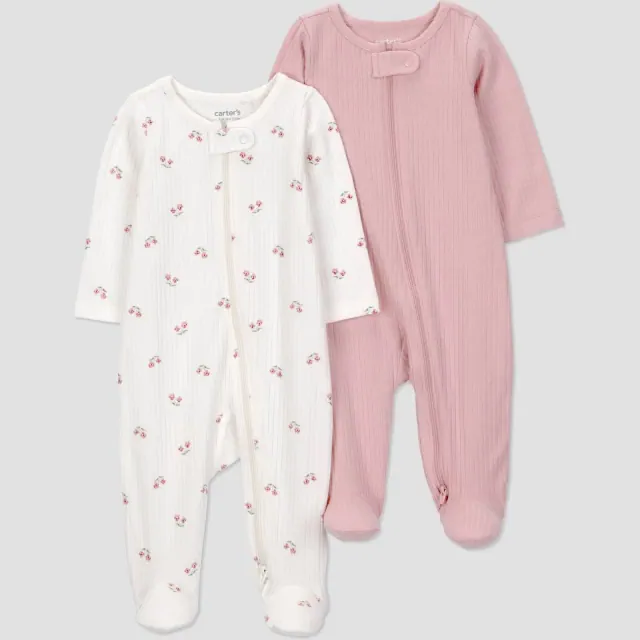 Carter's Just One You® Baby Girls' 2pk Floral Sleep N' Play - Ivory/Pink Newborn