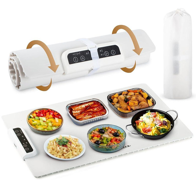 Extra Large Warming Mat for Food with Auto Shut-Off, Child Lock, and 3-Level Temperature Setting - Portable, Foldable Food Warming Mat, Safe for Countertop Use - Premium Food Heating Mat