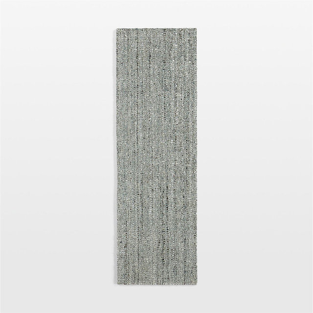 Vienne Performance Wool Striped Light Blue Runner Rug 2'10"x9'