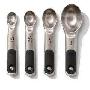 OXO 4pc Stainless Steel Magnetic Measuring Spoons Black: Nesting Design, Dishwasher-Safe, Includes Teaspoon & Tablespoon