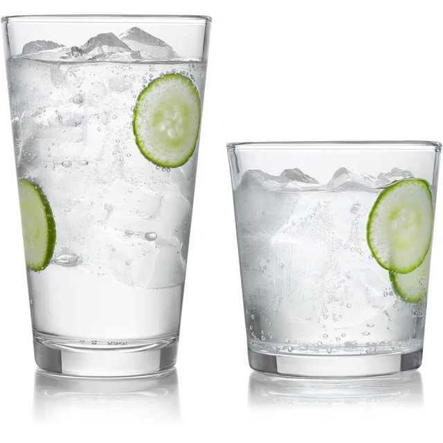 Libbey Preston Tumbler and Rocks Glass Cups Set, All Purpose Everyday Drinking Glasses Set of 16, Glassware Drinking Glasses for Birthdays, Dinners