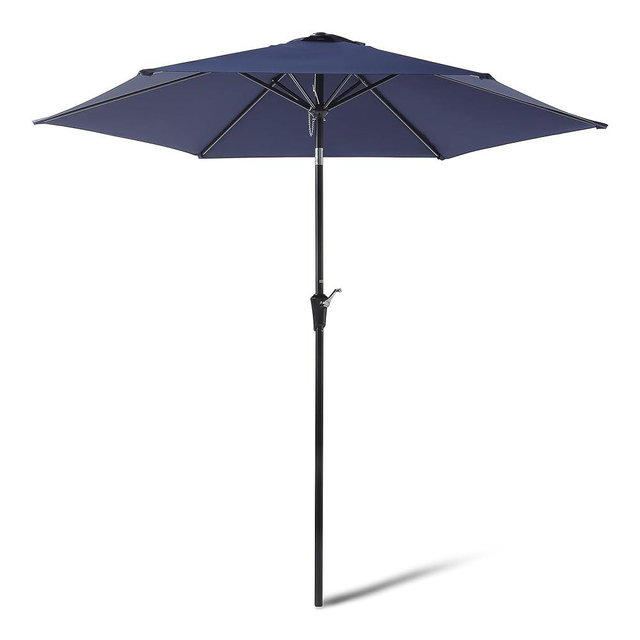 Amazon Basics Patio Umbrella, Crank Lift and Push Button Tilt, 10 Foot, Navy