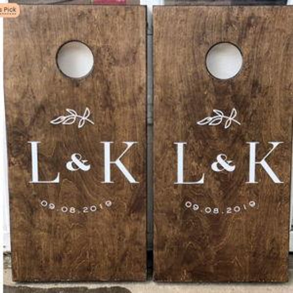 Custom Cornhole Boards - Bean Bag Toss - Wedding Design - Etsy