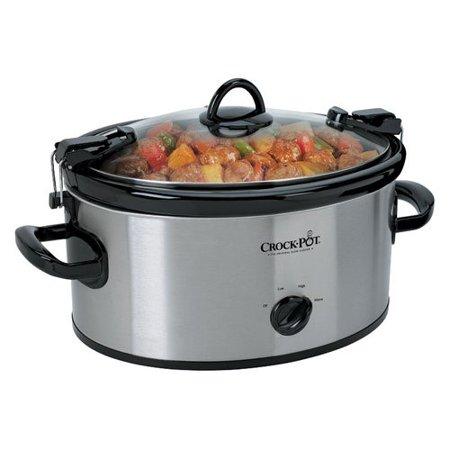 Crock-Pot Cook' N Carry Oval Manual Portable Slow Cooker, 6-Quart, Stainless Steel (SCCPVL600S)