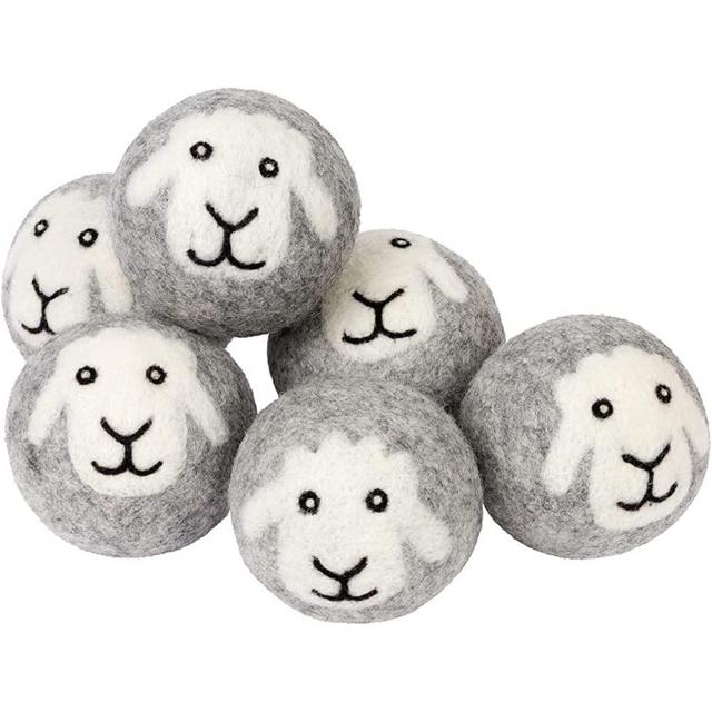 Wool Dryer Balls - Smart Sheep 6-Pack - XL Premium Natural Fabric Softener Award-Winning - Wool Balls Replaces Dryer Sheets - Wool Balls for Dryer - Laundry Balls for Dryer