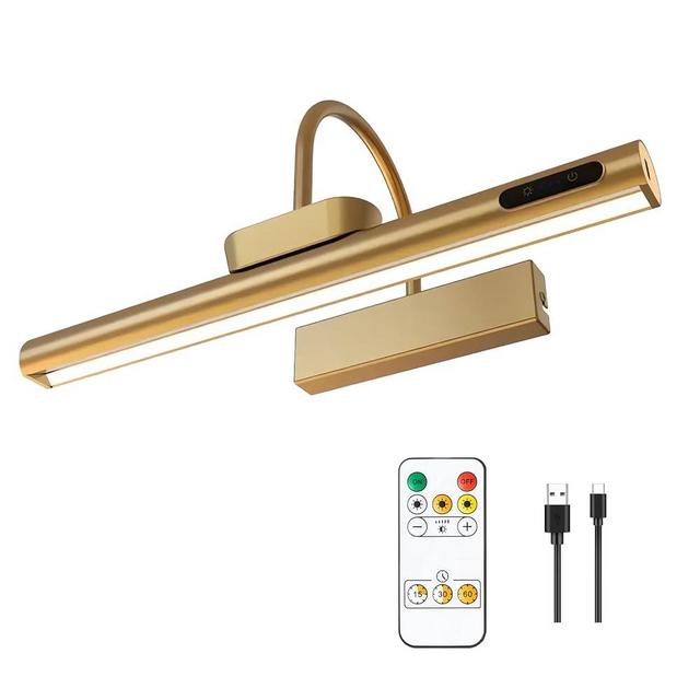 LYTARA Dimmable Cordless Picture Light with Controller and Timer, Rechargeable 5000mAh Battery Wall Sconce for Wall Pictures, Gallery Artwork, Paintings, Portraits, Dartboards (Rose Gold)