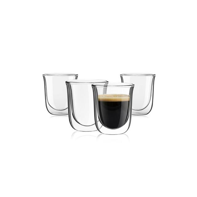 JoyJolt Javaah Double Wall Espresso Glasses - Set of 4 Double Walled Cups - 2-Ounces