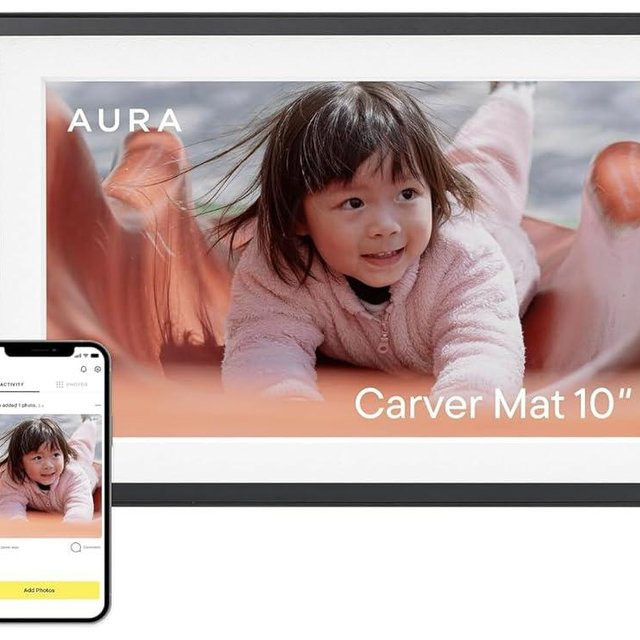 Aura Carver 10" WiFi Digital Picture Frame – Free Unlimited Cloud Storage – Send Photos from App – No Subscription – Auto On/Off – Gift for Parents & Grandparents