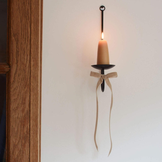 Single Wall Candle Sconce, Pillar Candle Holder, Black Metal Wall Sconce