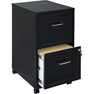 Lorell SOHO Mobile 2 Drawer File Cabinet in Black