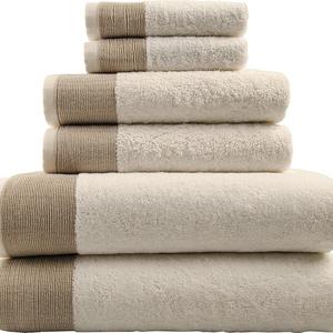 Dadya Trade and Consulting L.L.C. - Venice 100-percent Luxury Turkish Combed Cotton Jacquard 6-Piece Towel Set, Beige