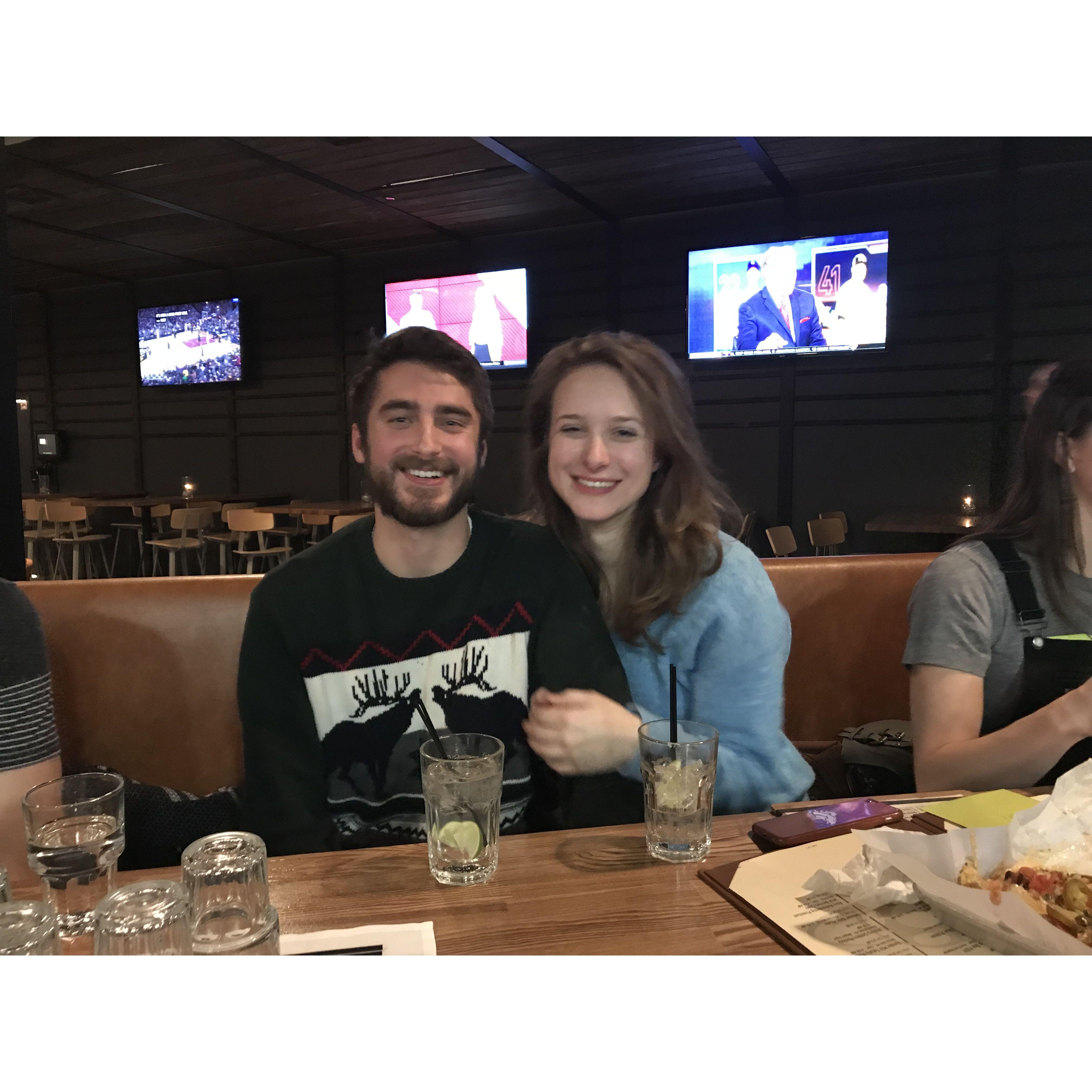 Our first Christmas season together, and one of the first photos of us ever taken! This was taken at my Whirly Ball birthday party in Chicago :-)