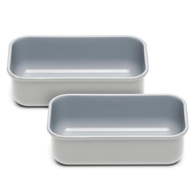 Caraway Non-Stick Ceramic 1 lb Loaf Pan Duo - Naturally Slick Ceramic Coating - Non-Toxic, PTFE & PFOA Free - Perfect for Pound Cakes, Breads, & More - Gray